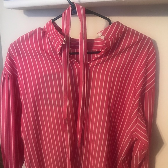 White/ Pink striped shirt dress. Size S - Picture 5 of 5